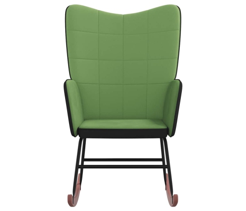 Silla mecedora de terciopelo y PVC verde claro