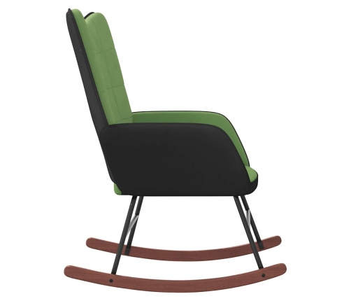 Silla mecedora de terciopelo y PVC verde claro