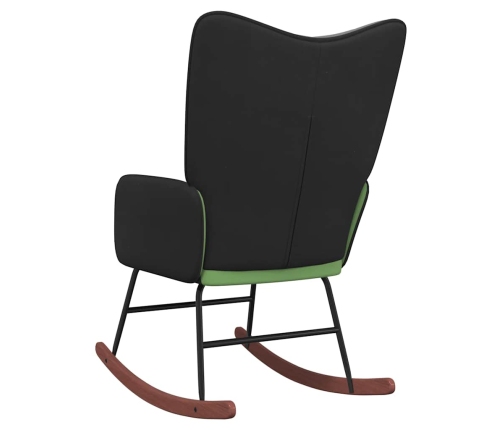 Silla mecedora de terciopelo y PVC verde claro