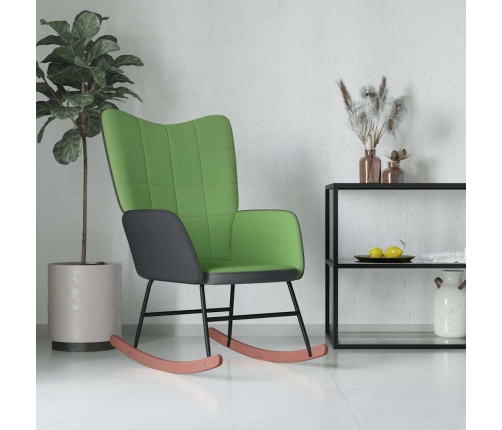 Silla mecedora de terciopelo y PVC verde claro