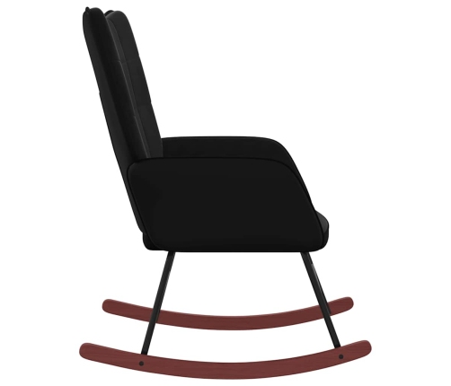 Silla mecedora de terciopelo y PVC negro