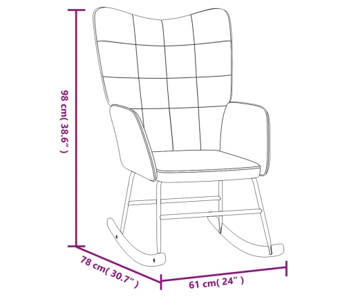 Silla mecedora de terciopelo y PVC negro