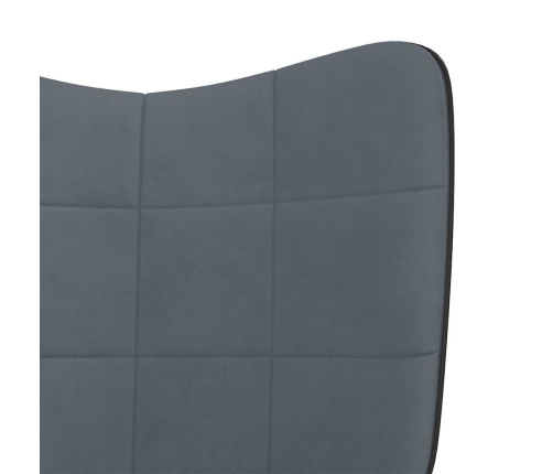 Silla mecedora con reposapiés terciopelo y PVC gris oscuro