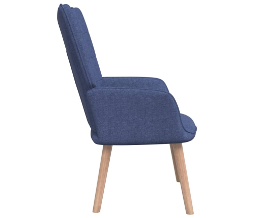 Silla de relajación con reposapiés tela azul