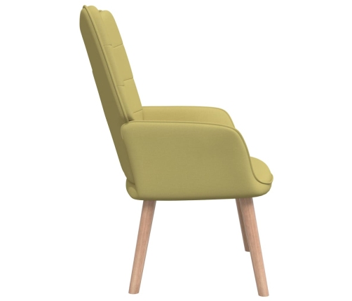 Silla de relajación con taburete de tela verde