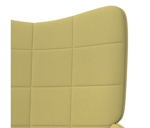 Silla de relajación con taburete de tela verde