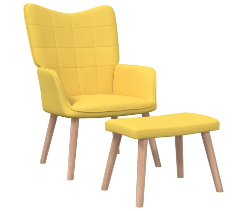 Silla de relajación con reposapiés tela amarillo mostaza