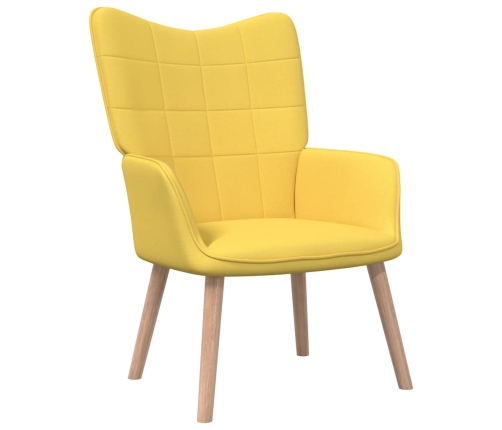 Silla de relajación con reposapiés tela amarillo mostaza