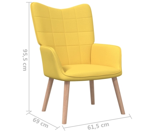 Silla de relajación con reposapiés tela amarillo mostaza