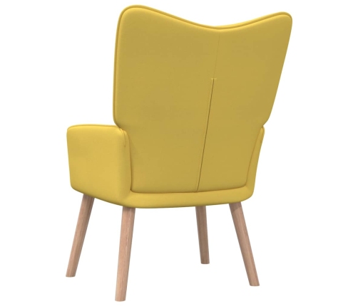 Silla de relajación con reposapiés tela amarillo mostaza