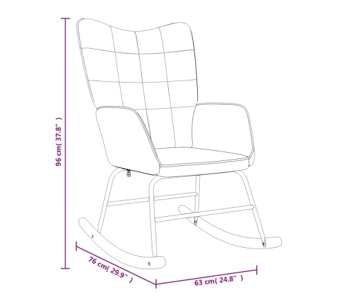 Silla mecedora con reposapiés tela gris claro