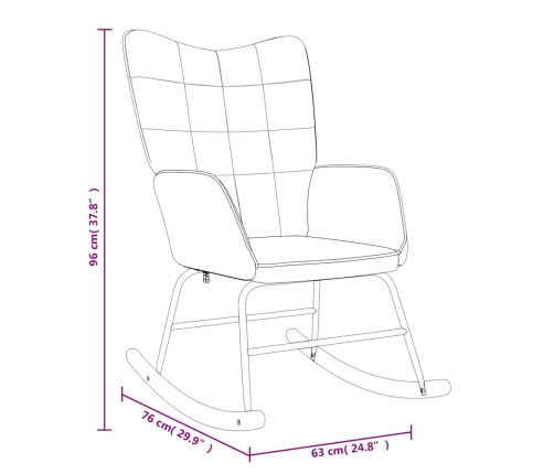 Silla mecedora con reposapiés tela color crema