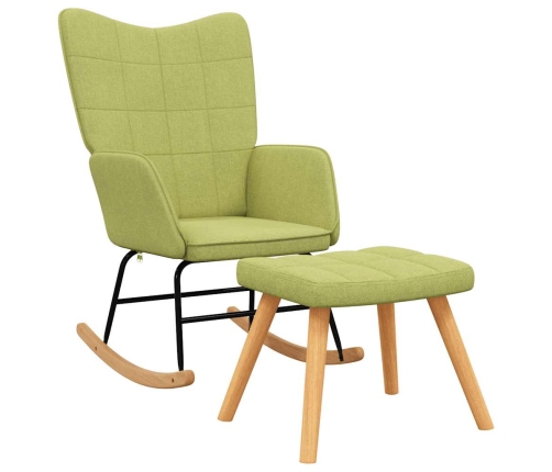 Silla mecedora con reposapiés tela verde