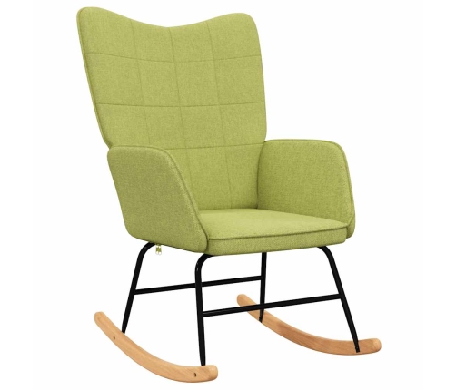 Silla mecedora con reposapiés tela verde