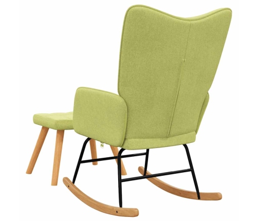 Silla mecedora con reposapiés tela verde