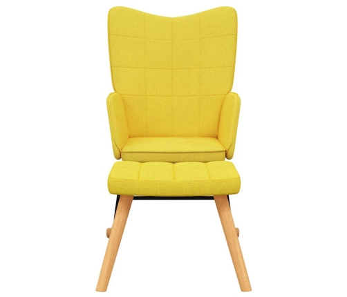 Silla mecedora con reposapiés tela amarillo mostaza