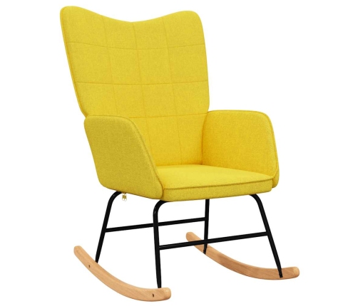 Silla mecedora con reposapiés tela amarillo mostaza