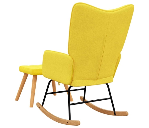 Silla mecedora con reposapiés tela amarillo mostaza