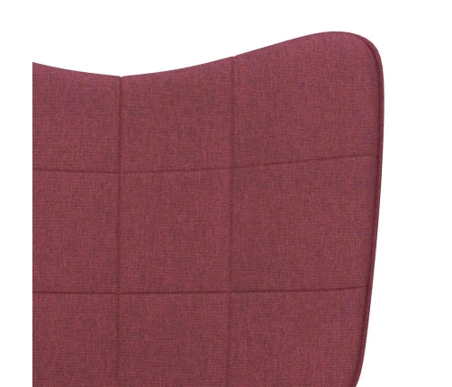 Silla mecedora con reposapiés tela rojo tinto