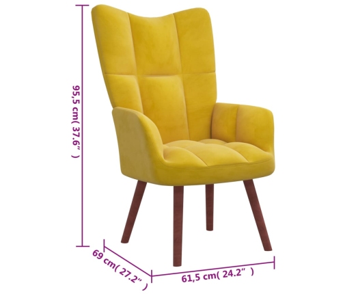 Sillón de relax de terciopelo amarillo mostaza