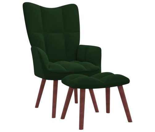 Sillón de relax con taburete terciopelo verde oscuro