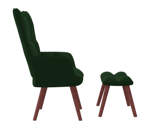 Sillón de relax con taburete terciopelo verde oscuro