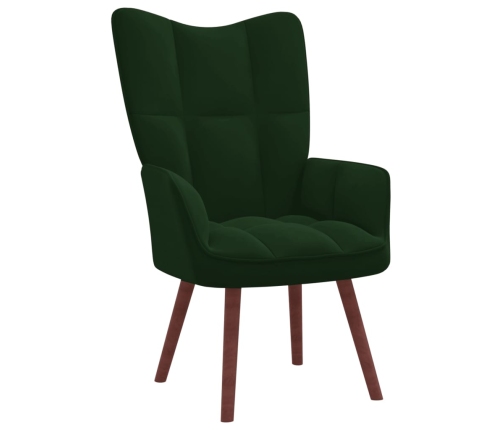 Sillón de relax con taburete terciopelo verde oscuro