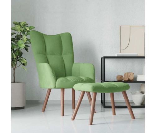 Sillón de relax con taburete de terciopelo verde claro