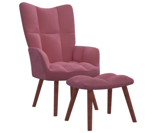 Sillón de relax con taburete terciopelo rosa