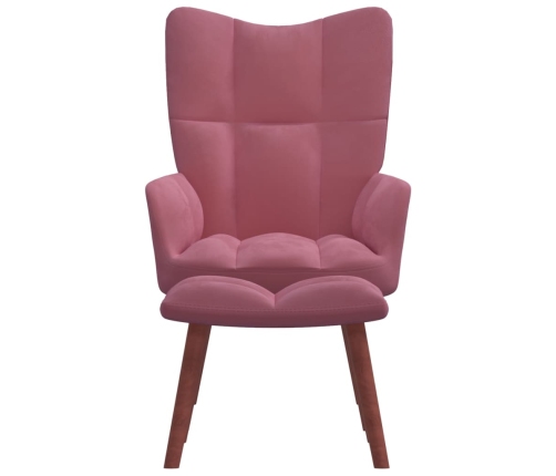 Sillón de relax con taburete terciopelo rosa