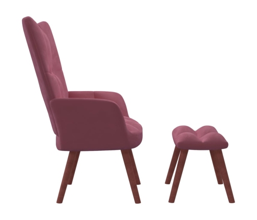 Sillón de relax con taburete terciopelo rosa