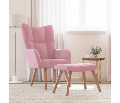 Sillón de relax con taburete terciopelo rosa