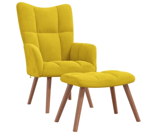 Sillón de relax con taburete terciopelo amarillo mostaza