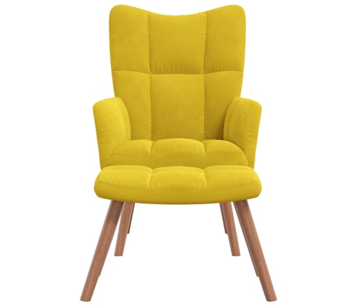 Sillón de relax con taburete terciopelo amarillo mostaza