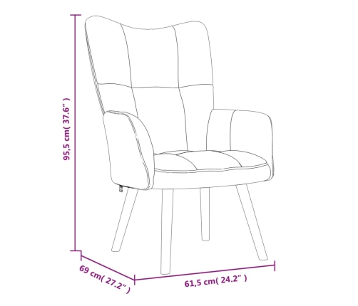 Sillón de relax con taburete terciopelo amarillo mostaza