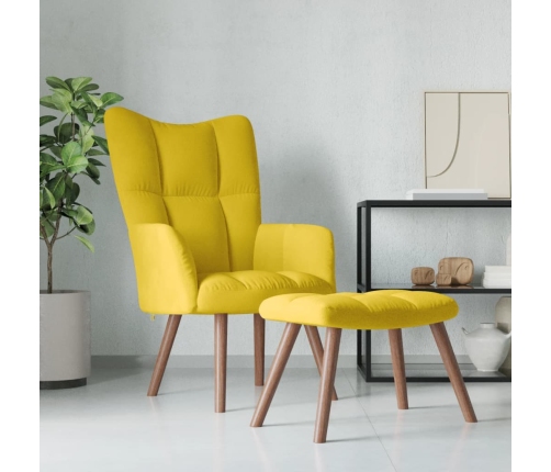 Sillón de relax con taburete terciopelo amarillo mostaza