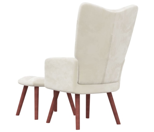 Sillón de relax con taburete terciopelo blanco crema