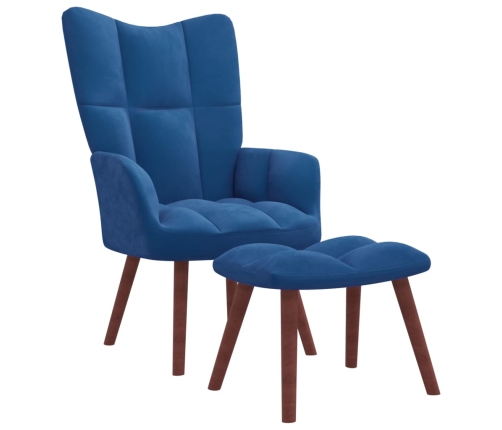 Sillón de relax con taburete terciopelo azul