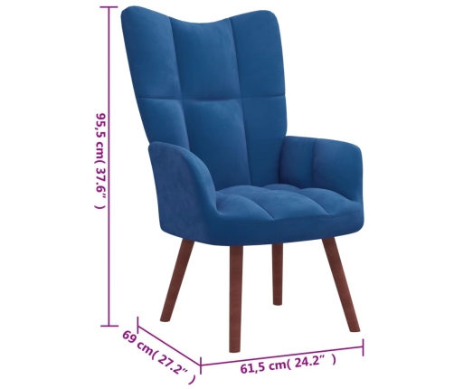 Sillón de relax con taburete terciopelo azul