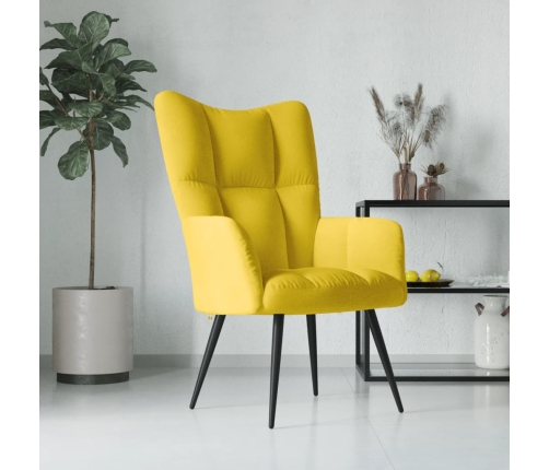 Sillón de relax de terciopelo amarillo mostaza