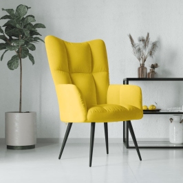 Sillón de relax de terciopelo amarillo mostaza