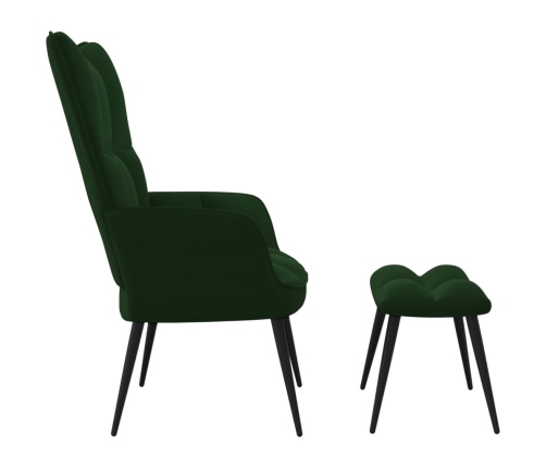 Sillón de relax con taburete terciopelo verde oscuro