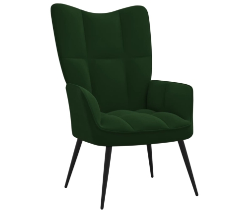 Sillón de relax con taburete terciopelo verde oscuro