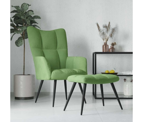 Sillón de relax con taburete terciopelo verde claro