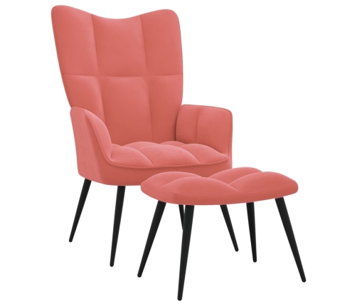 Sillón de relax con taburete terciopelo rosa