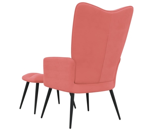 Sillón de relax con taburete terciopelo rosa