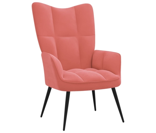 Sillón de relax con taburete terciopelo rosa