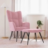 Sillón de relax con taburete terciopelo rosa