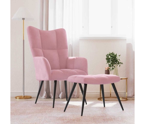 Sillón de relax con taburete terciopelo rosa