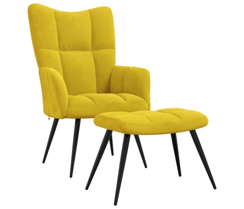 Sillón de relax con taburete terciopelo amarillo mostaza